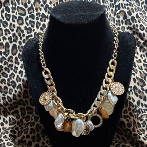 Gold and White Statement Necklace